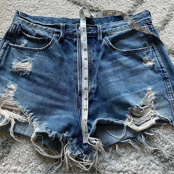 3X1 denim shorts high rise button fly distressed cut offs 28 - Picture 5 of 10